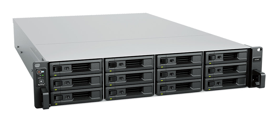 Synology UC3400 – 12-Bay Rack 2U NAS – Intel Xeon D-1541, 8 GB RAM, 10GbE, redundantes Netzteil