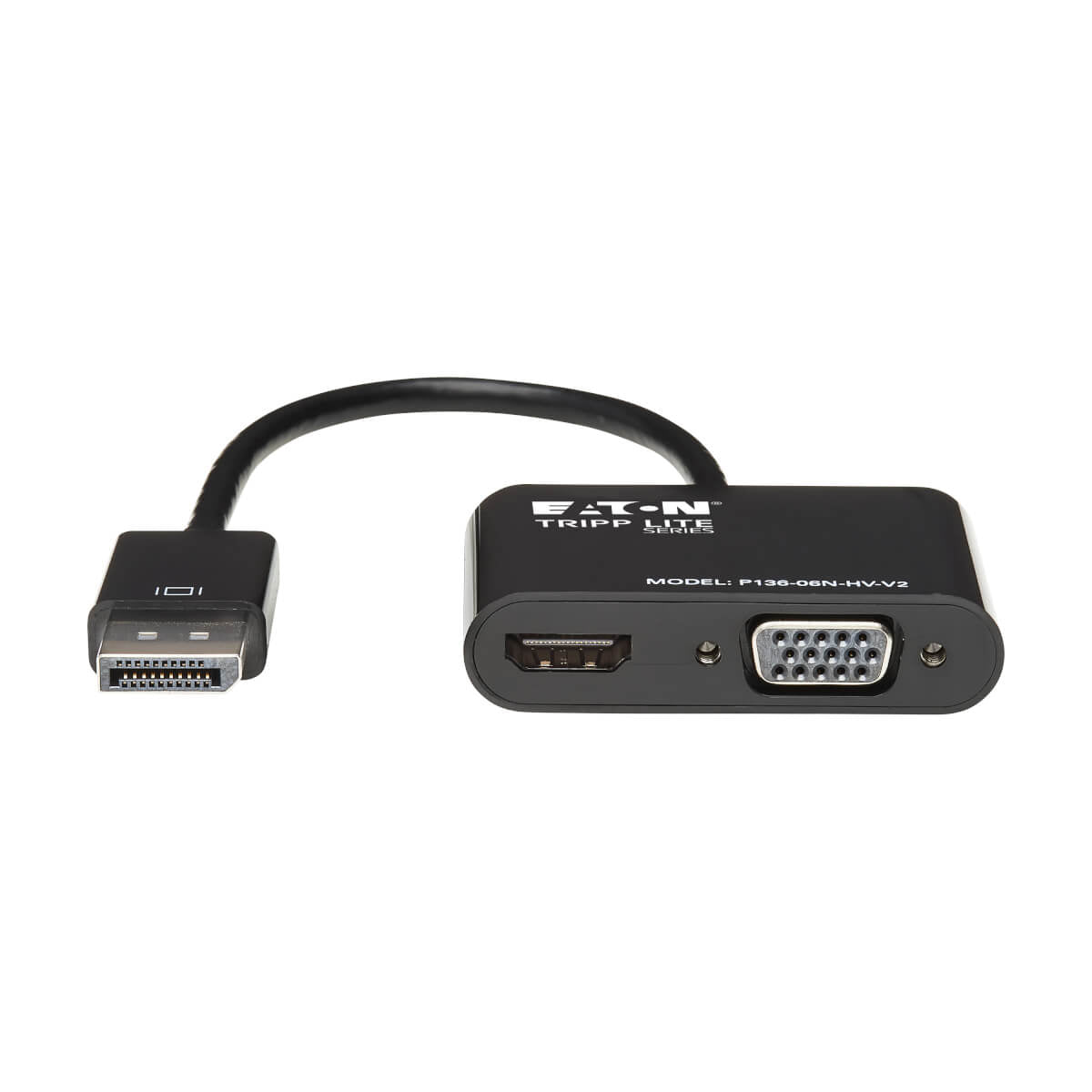 Tripp Lite P136-06N-HV-V2 Adapter DisplayPort zu HDMI/VGA – 4K (3840 × 2160) @ 24 Hz, 0,15 m, DisplayPort 1.2