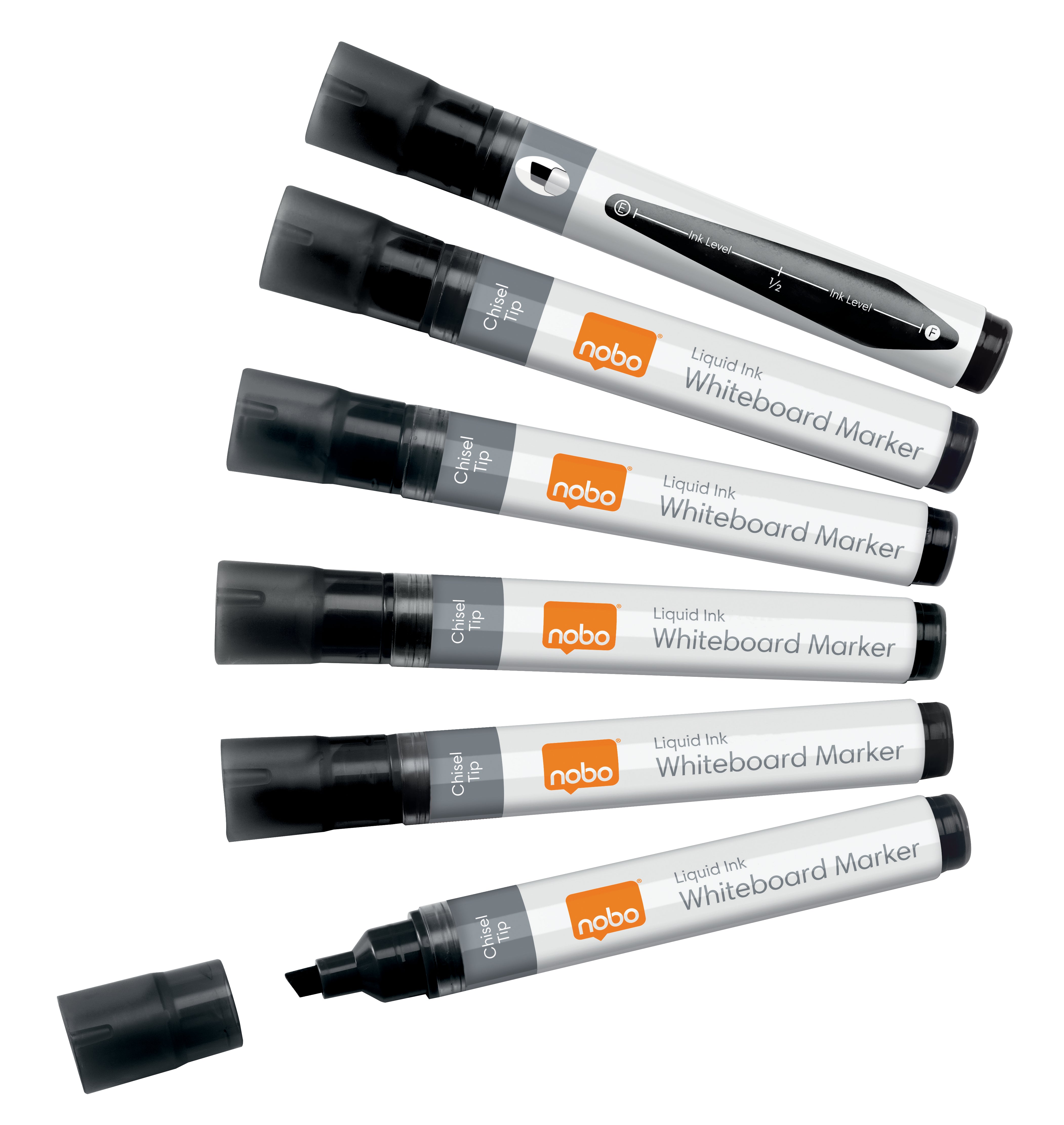 Nobo Whiteboard-Marker – Keilspitze 4 mm, Schwarz, 10 Stk., Trocken abwischbar – Für viele Oberflächen