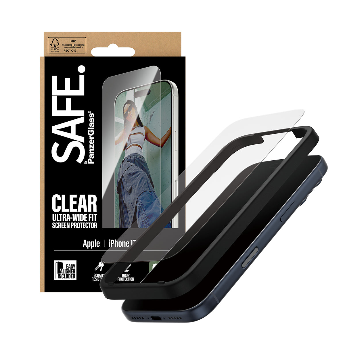 PanzerGlass Displayschutzglas – für Apple iPhone 17 Pro – Ultra-Wide Fit, kratzresistent, anti-Fingerprint