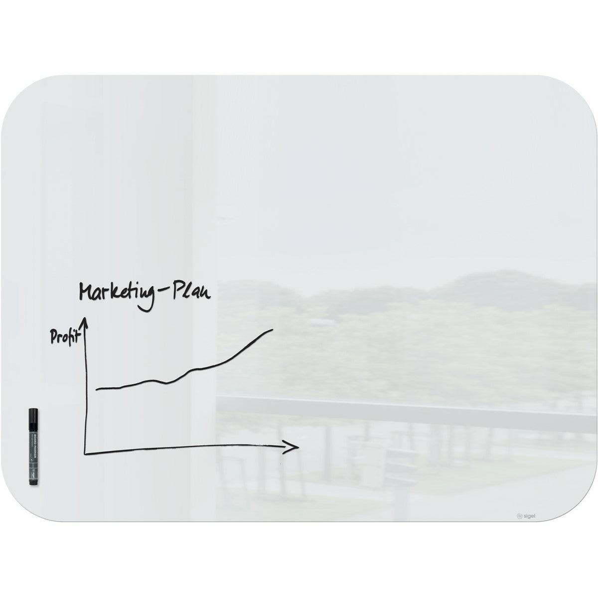 Sigel Whiteboard – 120 × 90 cm, Glas, magnetisch