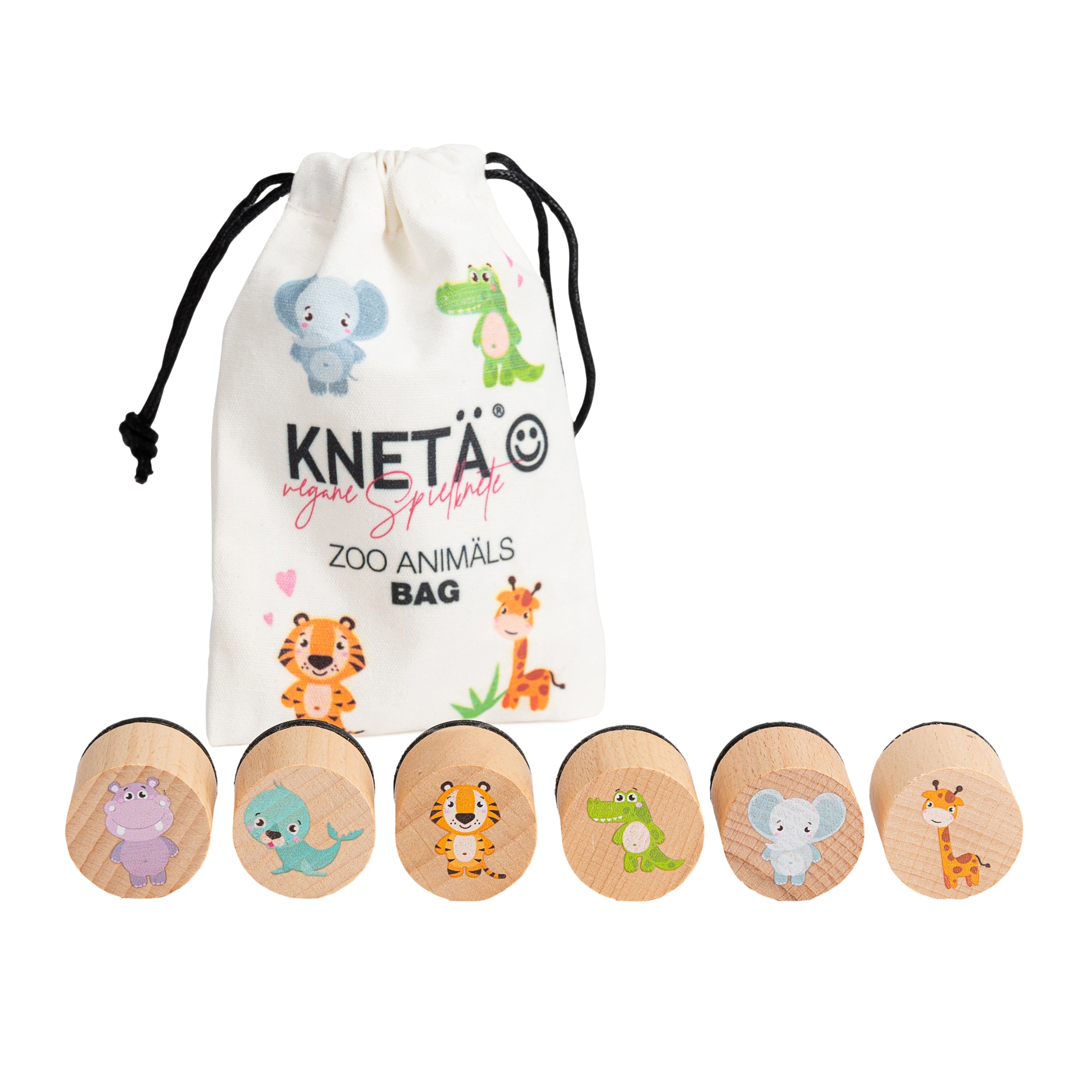 KNETÄ Stempel-Set – Zoo Tiere – 6 Stempel – Holz – ab 12 Monaten