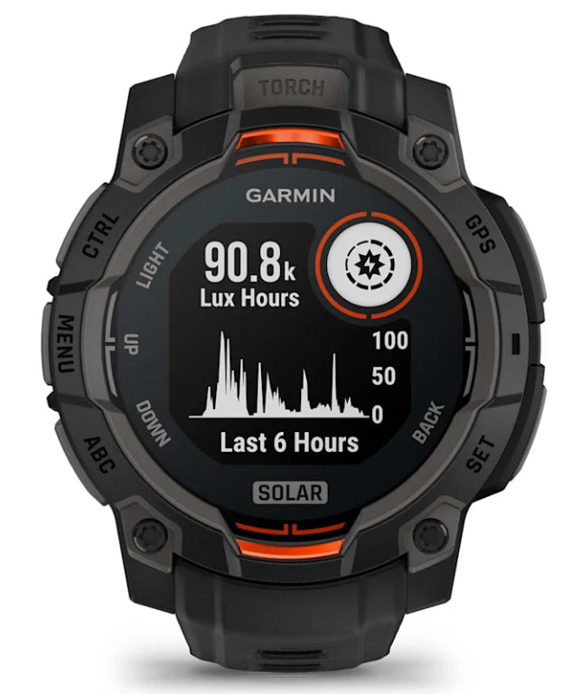 Garmin Instinct 3 Solar – GPS-Smartwatch – 45 mm, NFC, Schwarz/Anthrazit, 22 mm Sportarmband