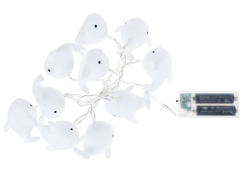 COCON Lichterkette Delphin – Starterset, 1,65 m, Warmweiss, Weiss, Batteriebetrieb, Timer, 6 h Laufzeit