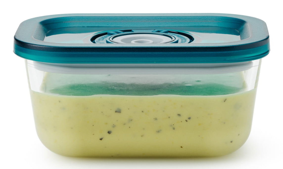 Solis Vakuumiercontainer – 370 ml, 14 × 10 × 7 cm, für Vac Stick, Borosilikatglas, Grün