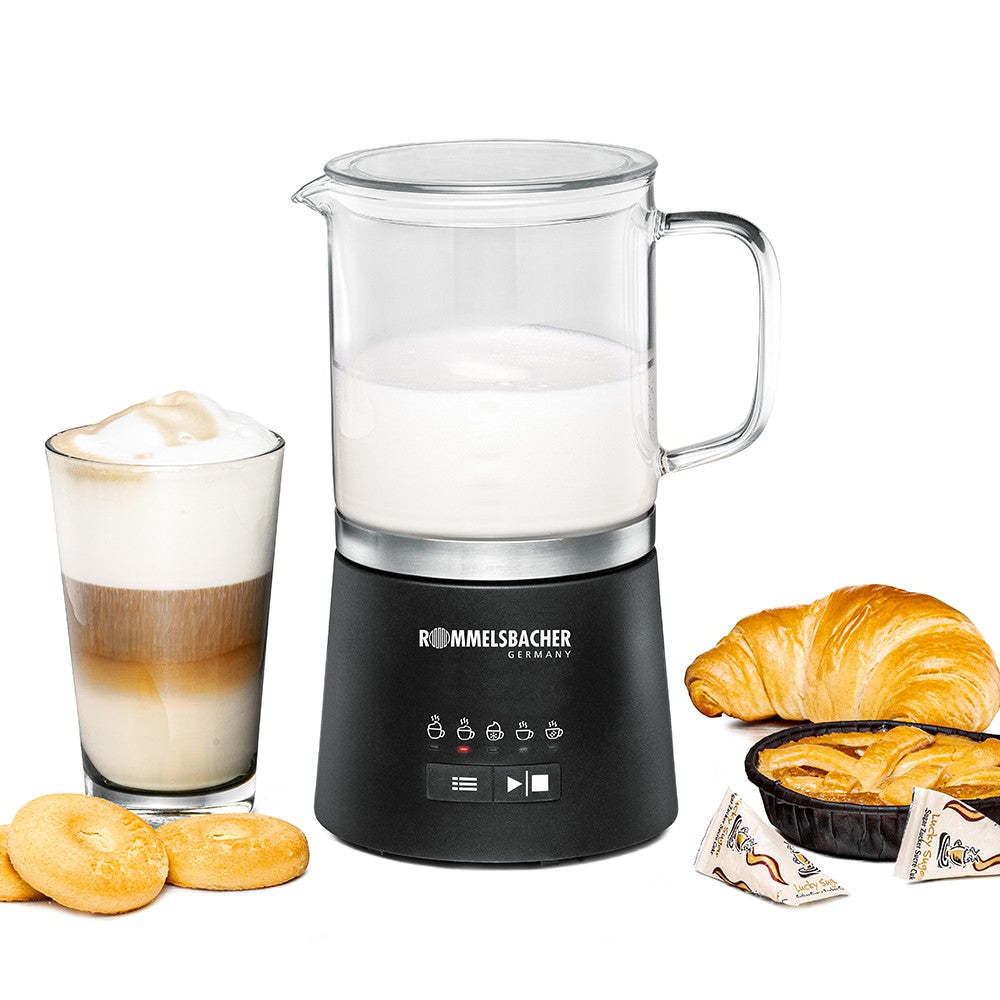 Rommelsbacher Elektrischer Milchschäumer MS 625 – Füllmenge 500 ml, Schaum 250 ml, 600 W, Schwarz