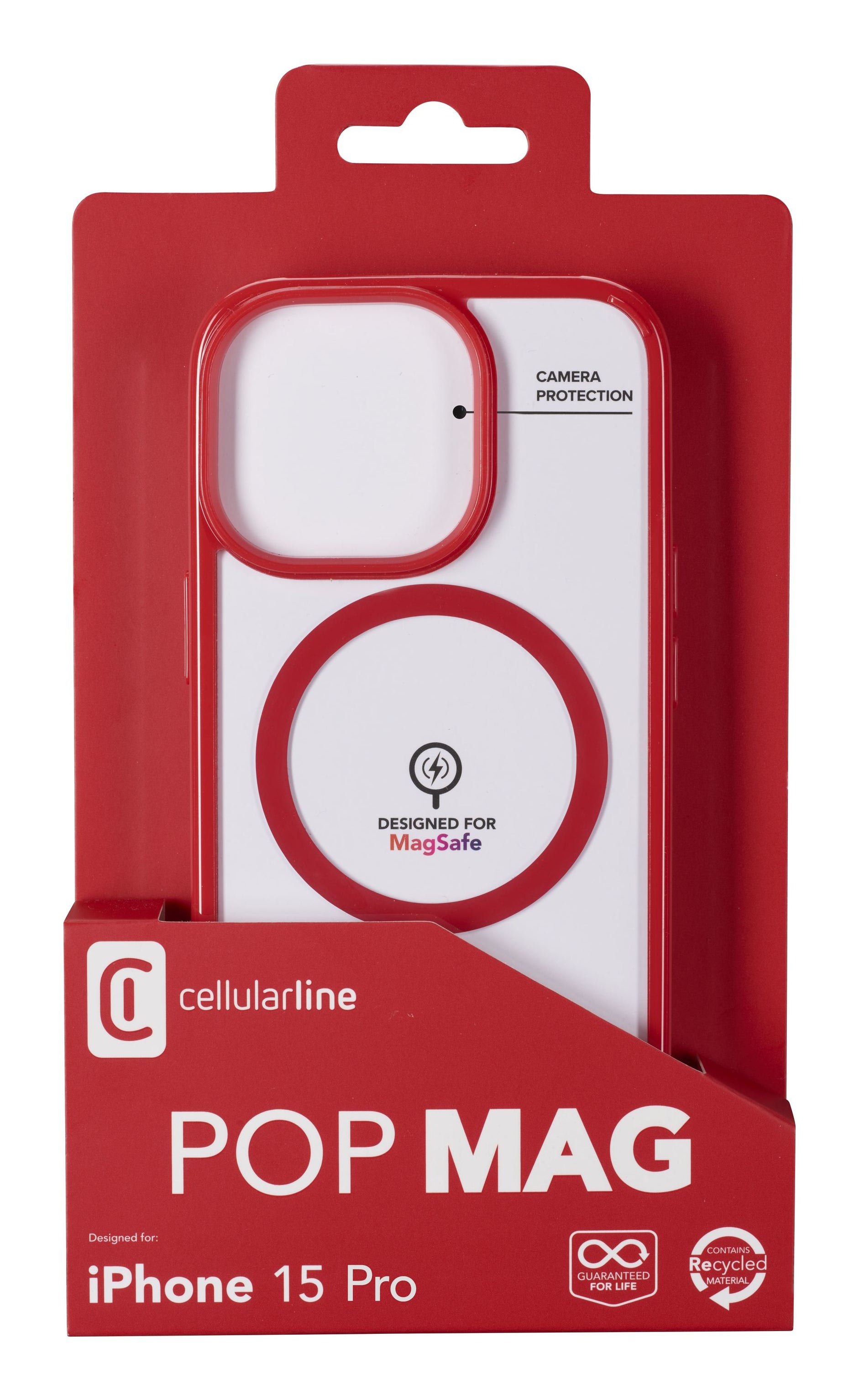 Cellularline Backcover – für Apple iPhone 15 Pro – MagSafe, Kunststoff, Rot
