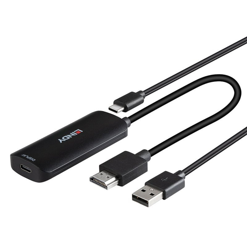 Lindy Adapter HDMI zu USB-C – 4K (3840 × 2160) @ 60 Hz, HDMI 2.0, 0,2 m, USB-Stromversorgung, Schwarz