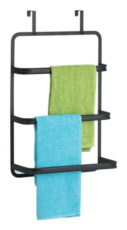 MSV Handtuchhalter – 42×22×68,5 cm, Stahl, zum Einhängen an Tür, Schwarz