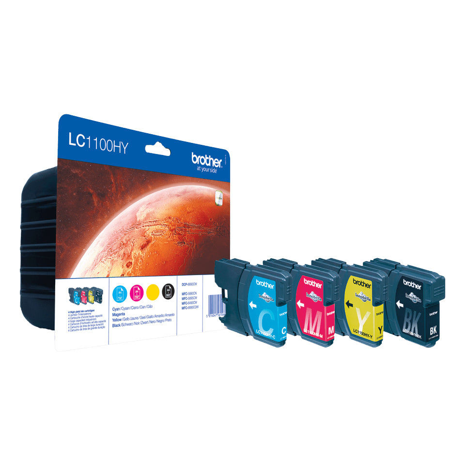 Brother LC-1100HY Tintenpatronen-Multipack, 4er-Set (Original) – für MFC-5895CW/6890CDW/6490CW, DCP-6690CW