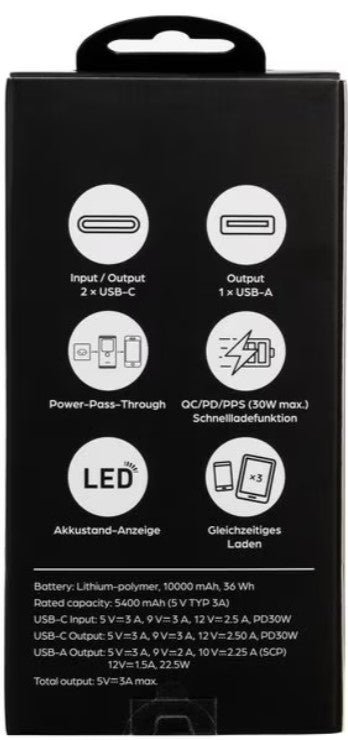 Onit Powerbank Pro 10000mAh PD Block Mini – 30 W PD, Anthrazit