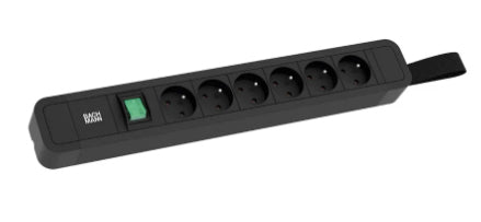 Bachmann Steckdosenleiste, 6×UTE, mit Schalter, 2 m, IP40, Eingang CEE 7/7 – Schwarz