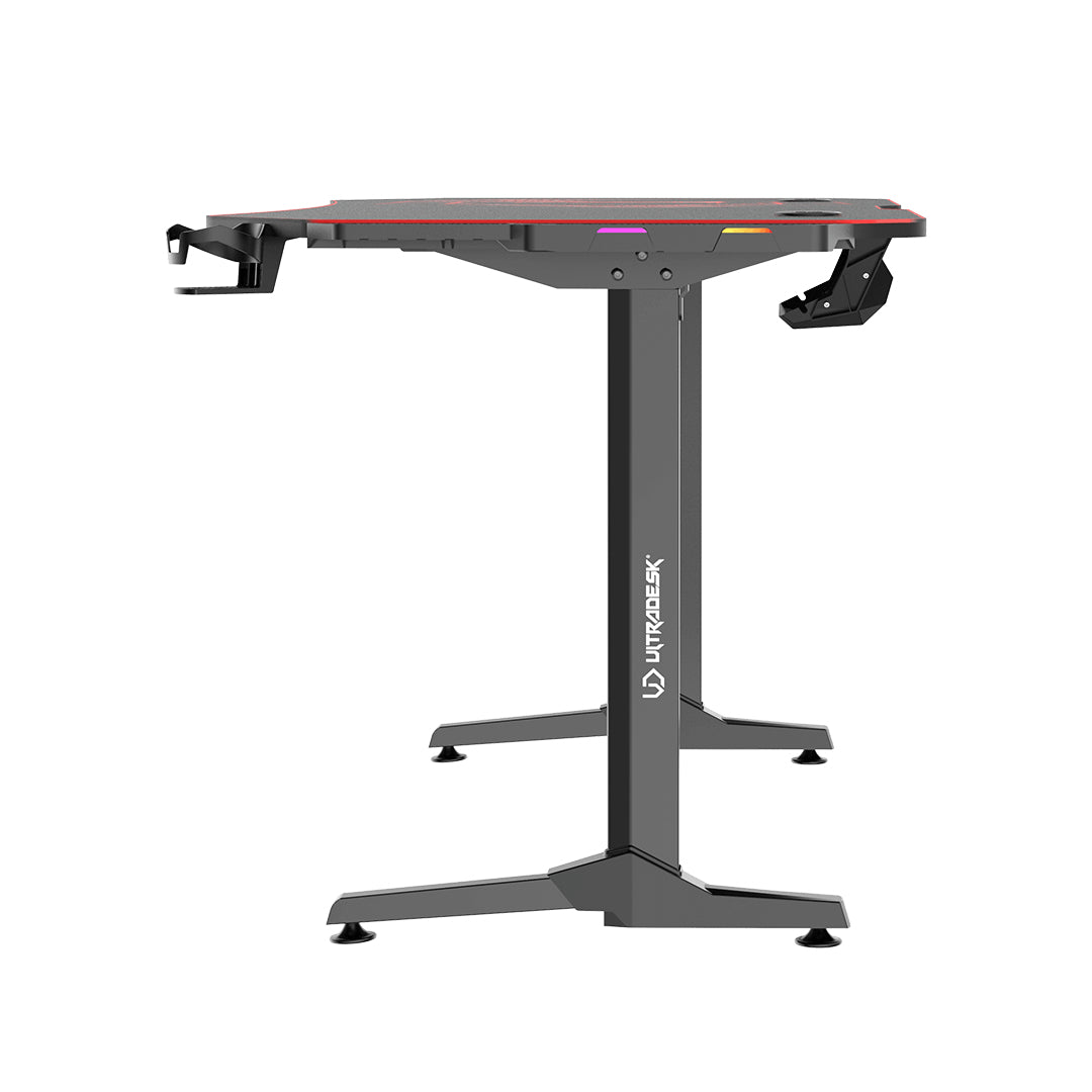 Ultradesk Rollbarer Computertisch, 1'750×750×760 mm, RGB-LED, USB-Hub mit 4 Anschlüssen, Schwarz/Rot