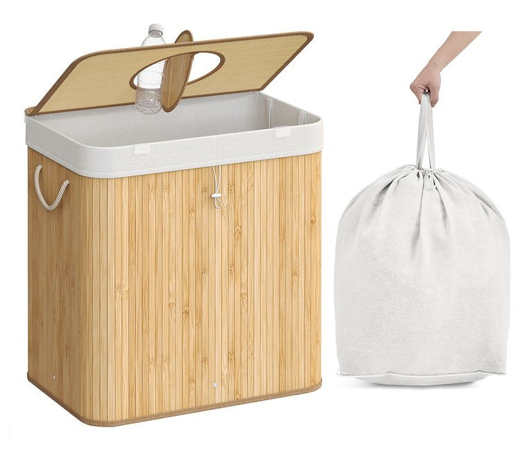 Songmics RRB012Y01 Aufbewahrungskorb 120 l (mit Deckel) – Polyester – beige – 505 × 610 × 405 mm