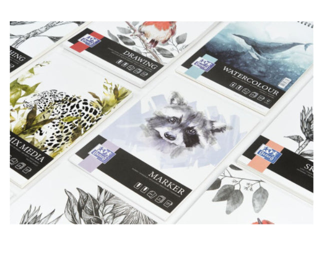 Oxford Aquarellblock – A4 – 300 g/m² – Spiralbindung – Weiss