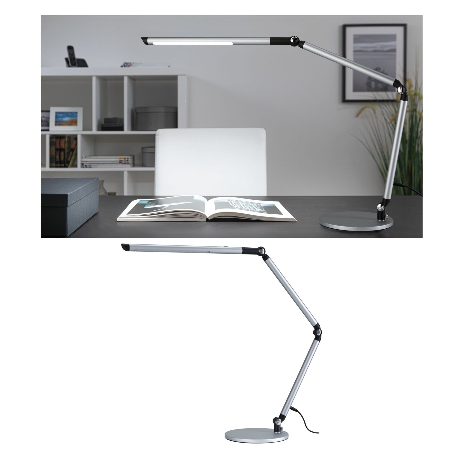 Paulmann Tischleuchte FlexBar – 72,5 × 19 × 36,2 cm, 1000 lm, 9,5 W, 3000–6500 K, dimmbar, silber