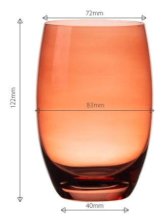 Lunasol Trinkglas – 460 ml, Ø 8,3 cm, H 12,2 cm, Kristallglas, Rot, spülmaschinenfest