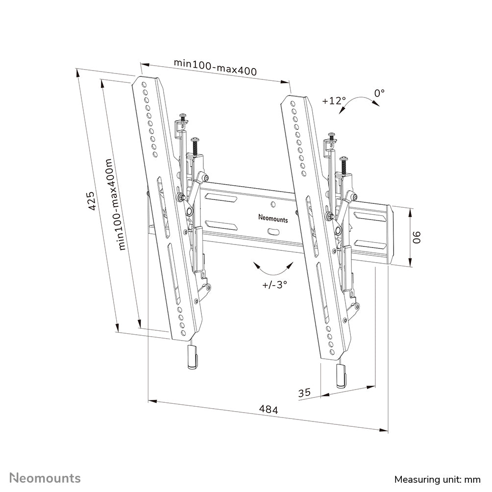 Neomounts WL35S-850BL14 – Wandhalterung, neigbar, für 32–75", VESA 100×100–400×400, bis 50 kg