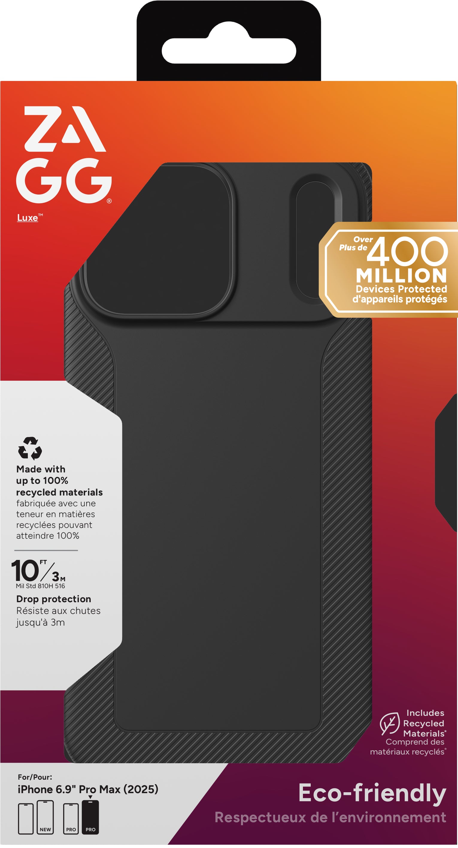 ZAGG Luxe Backcover – für Apple iPhone 17 Pro Max, MagSafe, Graphen, Schwarz, bis 3 m Sturzsicher