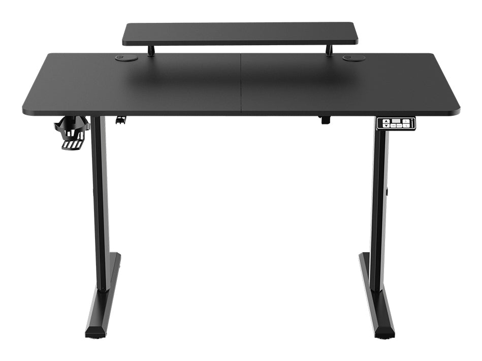 Ultradesk Highlander Gaming-Tisch – 120 × 60,5 cm, elektrisch höhenverstellbar, schwarz, Holz
