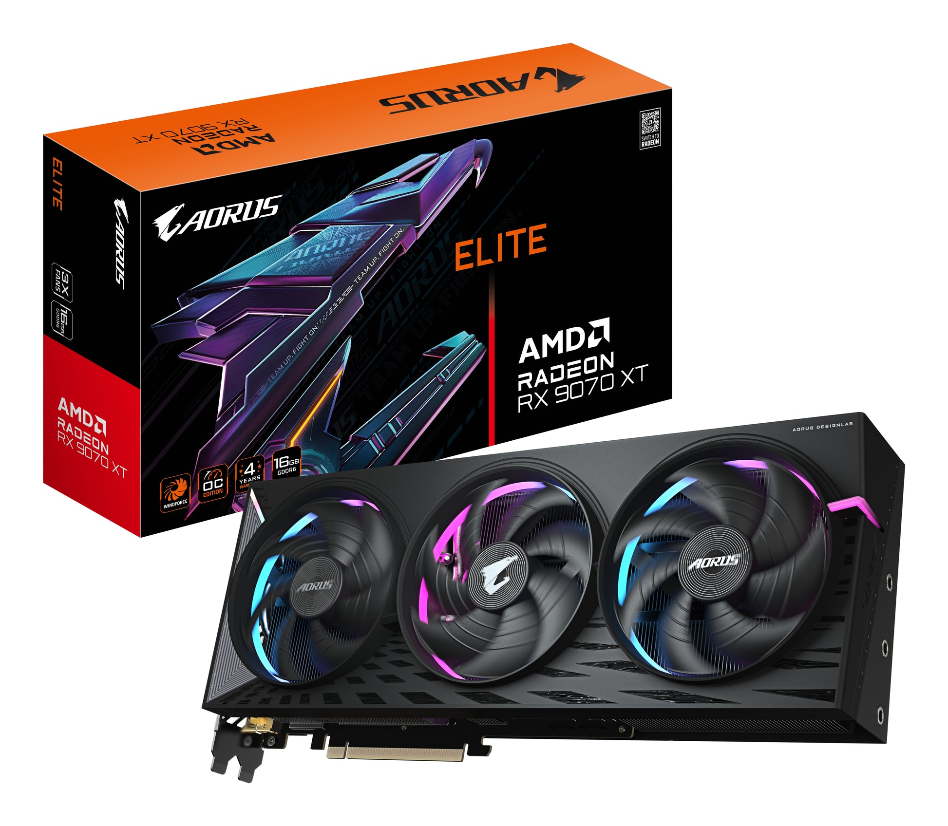 GIGABYTE AORUS E-16GD – PCIe Grafikkarte – Radeon RX 9070 XT, 16 GB GDDR6, 2×DP, 2×HDMI, PCIe 5.0