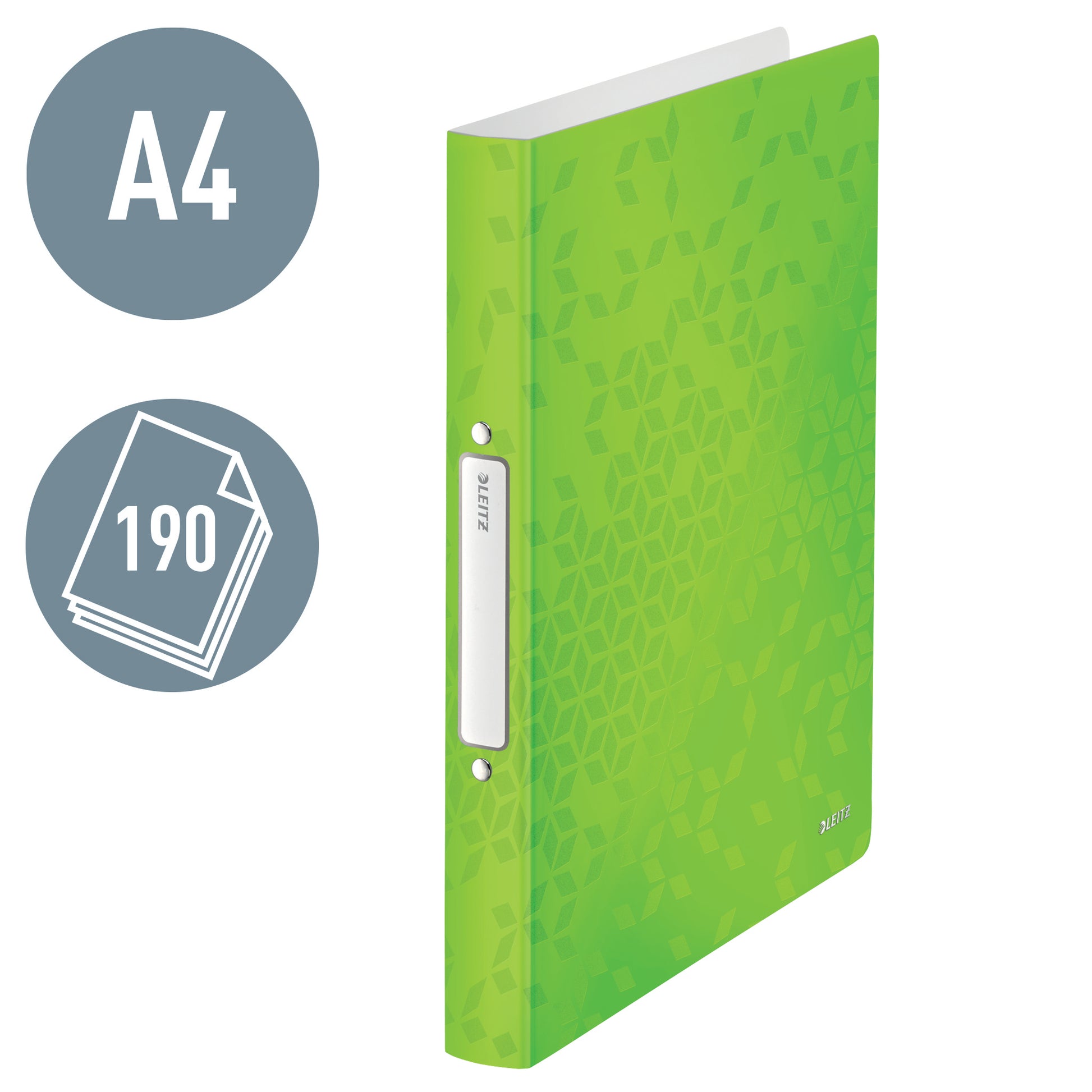 Leitz WOW Ringbuch – 2-O-Ringe Ø 25 mm – für A4 – Rückenbreite 3,2 cm – Grün