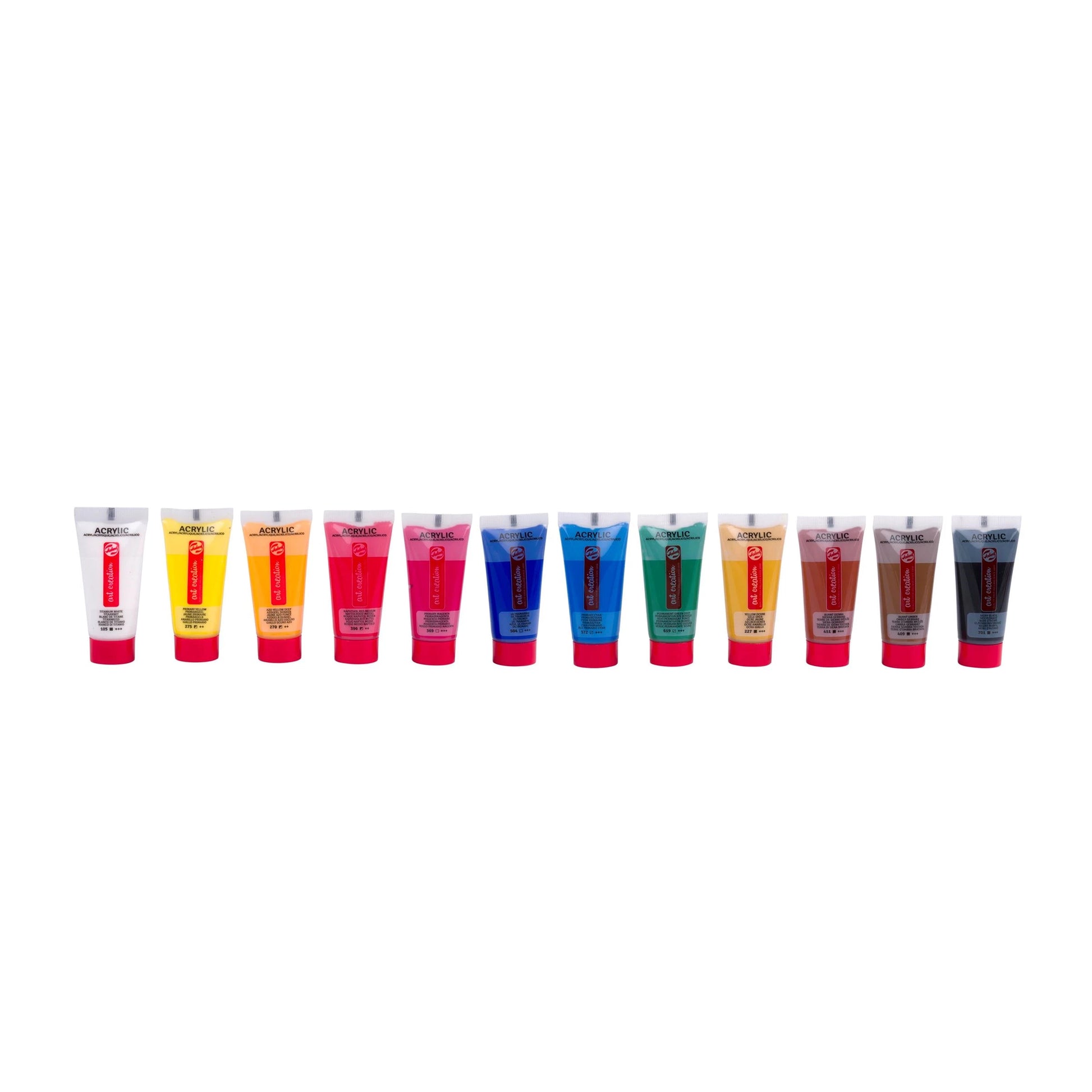 Talens Acrylfarbe – Mehrfarbig, Wasserfest – 12 Farben, 12×12 ml (144 ml) – für Papier, Stein, Holz