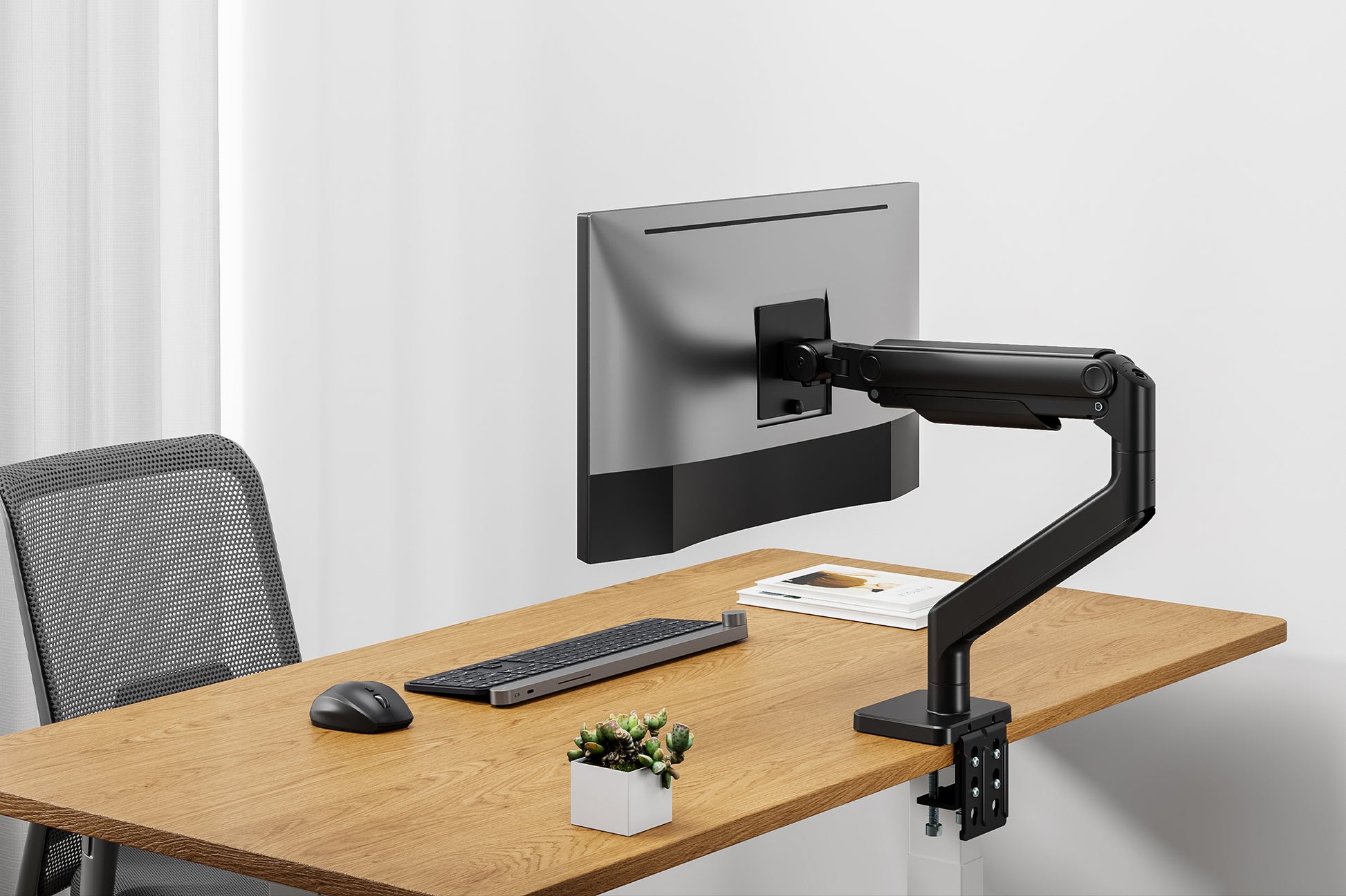 Digitus Monitorarm, Tischklemme, bis 49", VESA 75 × 75/100 × 100 mm, 20 kg, schwarz