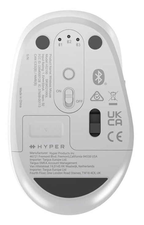 HyperSpace Next HS2100GL Mobile Maus – kabellos, für Rechtshänder, programmierbare Tasten, weiss