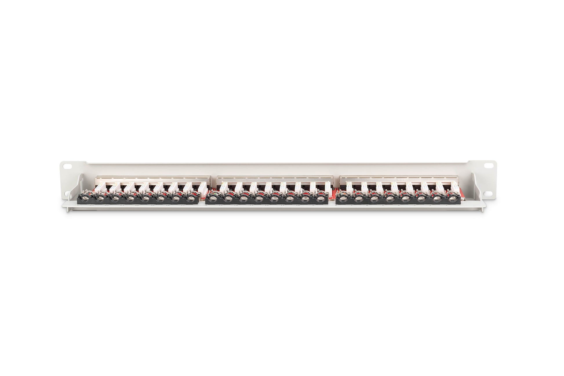 Digitus Patchpanel – 24× Gigabit, Cat6a (Klasse EA), geschirmt, 1U, Grau