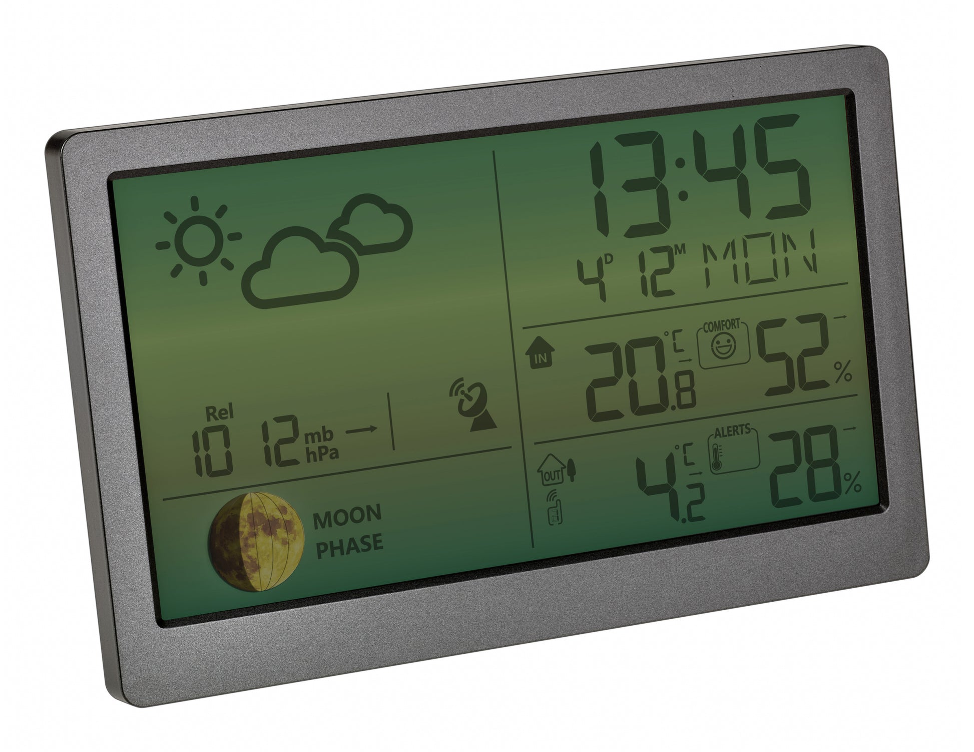 TFA-Dostmann TFA Dostmann Luna Sky – Wetterstation, Funk (433 MHz), innen/aussen, Thermometer & Hygrometer – Silber