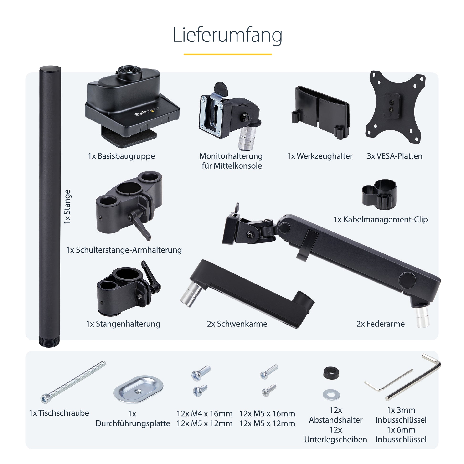 StarTech.com Monitorarm Tischhalterung – 3 Monitore – bis 27" – VESA 75×75/100×100 mm