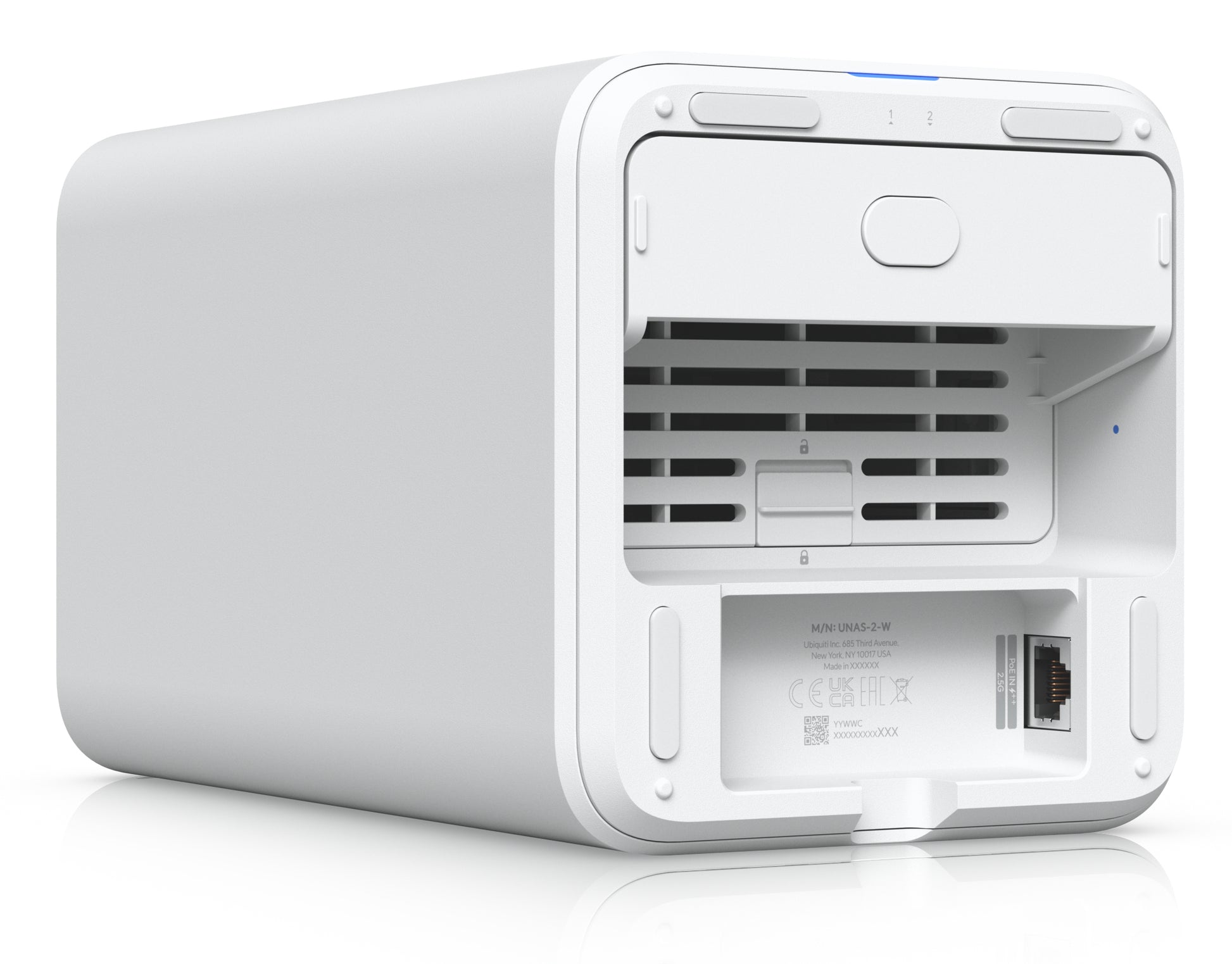 Ubiquiti UniFi Network Attached – 2-Bay Desktop NAS – ARM Cortex-A57, 4 GB RAM, 2,5GbE, für 3,5" HDD