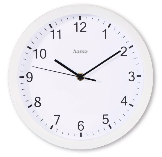 Hama Elba Wanduhr – Analog, lautlos, Ø 25 cm, weiss, Glas