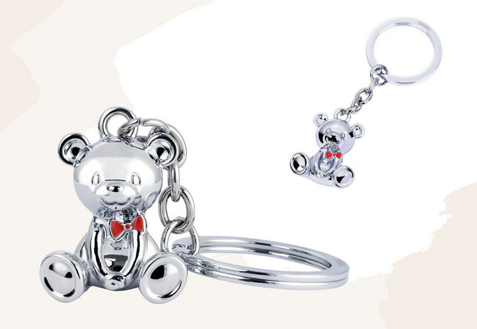 TROIKA Schlüsselanhänger Teddybär Bärnd – Metall, Silber, 92 × 35 × 28 mm, 6er-Pack