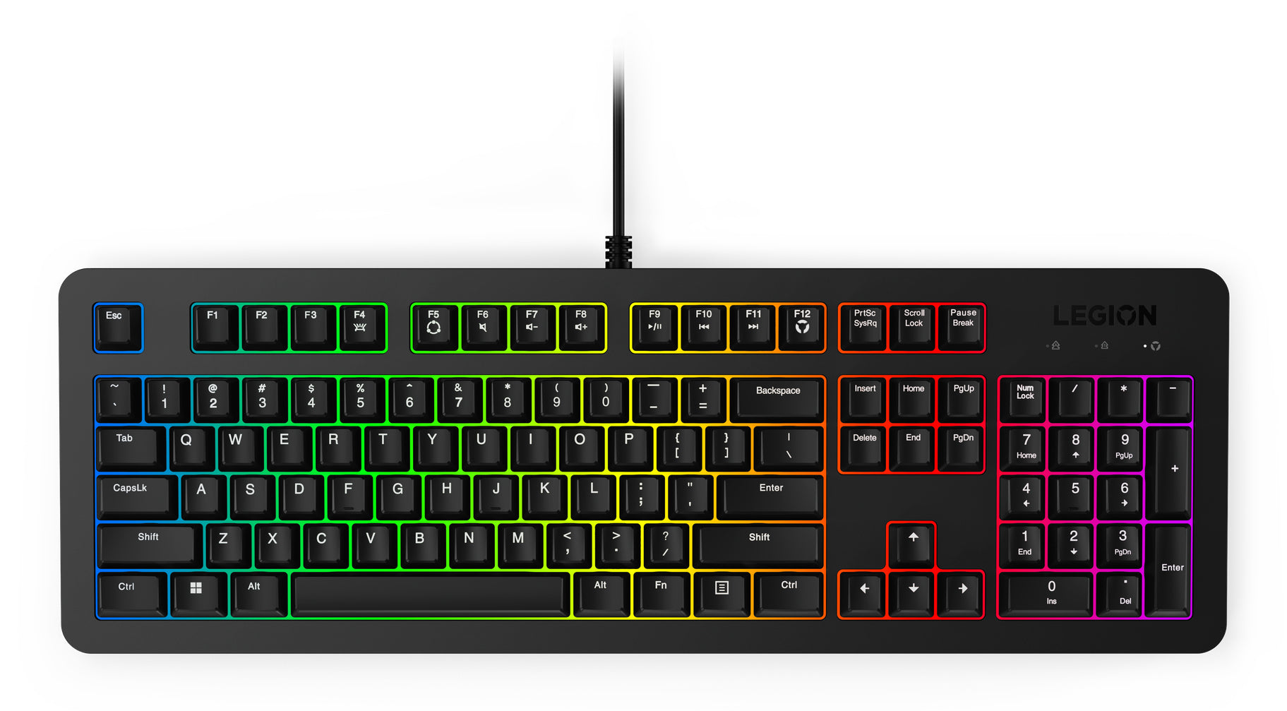 Lenovo K310 – Gaming-Tastatur – Membran – kabelgebunden, USB – QWERTY (US-INT) – RGB – Schwarz