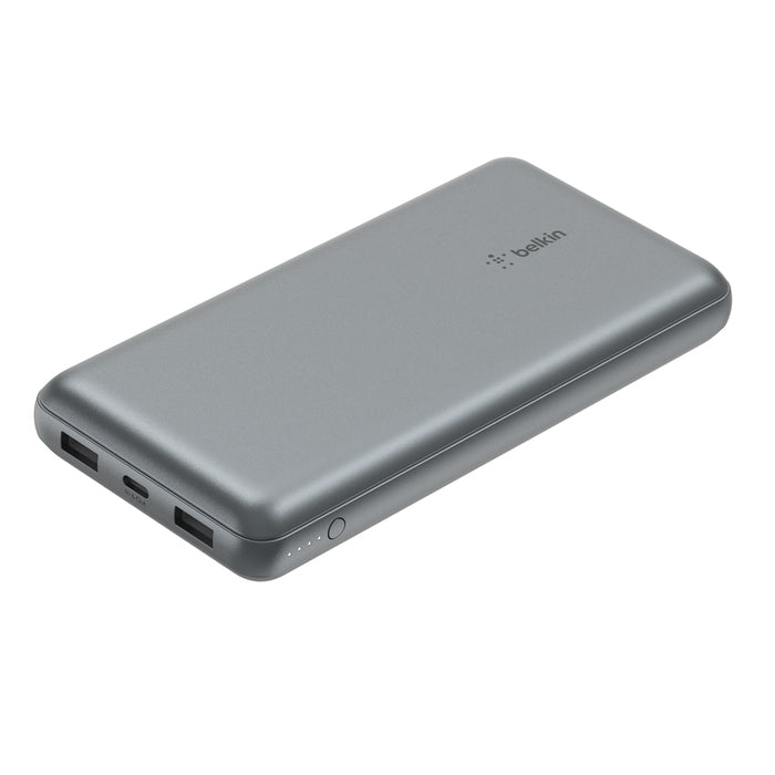 Belkin Powerbank 20000 mAh, PD 39 W, 1× USB-C, 2× USB-A, für Smartphones, Tablets und Smartwatches, Grau