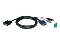 Tripp Lite P780-010 Kabel-Kit – VGA (HD15) zu USB-A + 2× Mini-DIN-6, 3,05 m – Schwarz