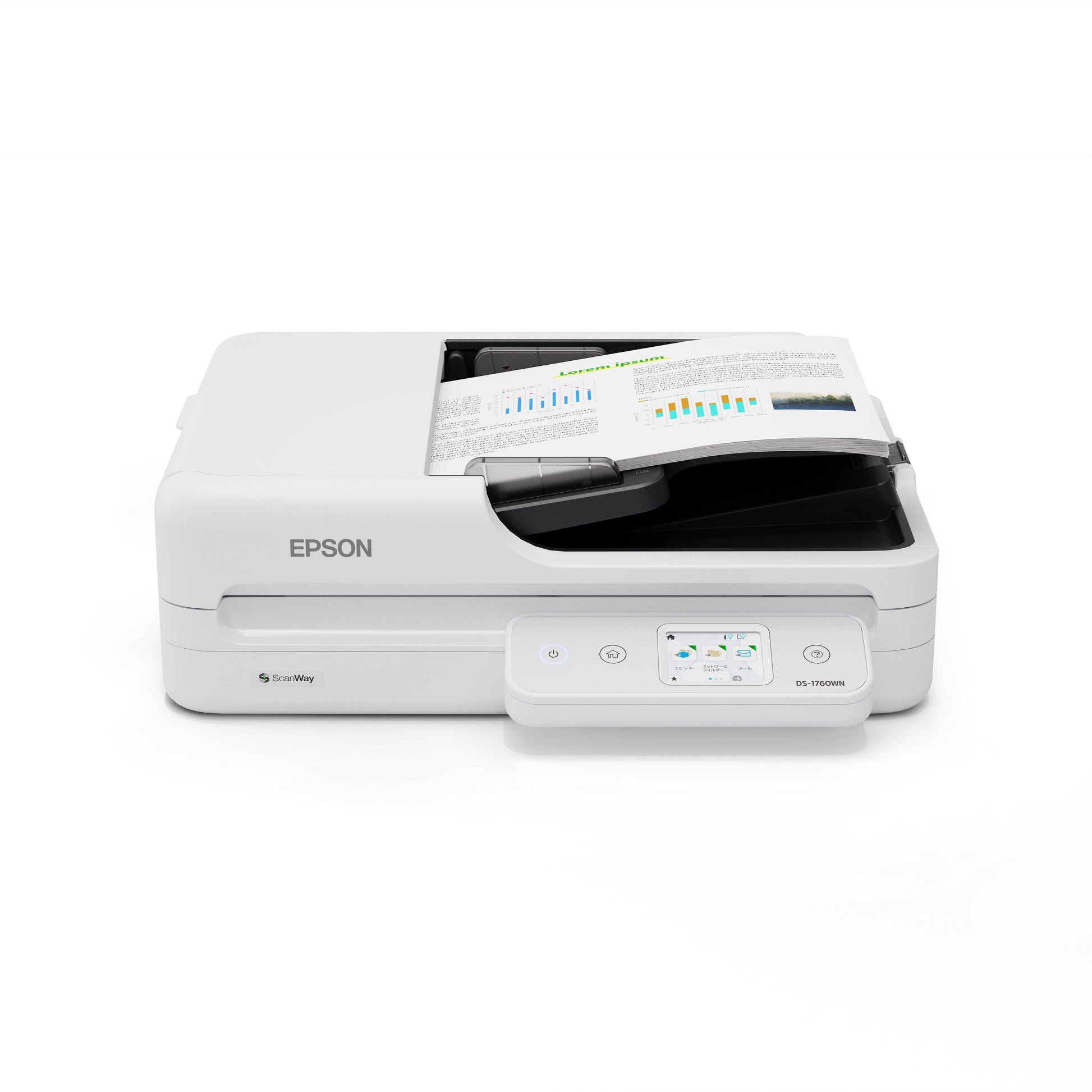 Epson WorkForce DS-1760WN – Flachbett + ADF, A4, Duplex, 30 ppm, ADF 60 Blatt, WLAN/LAN, 1'200 dpi