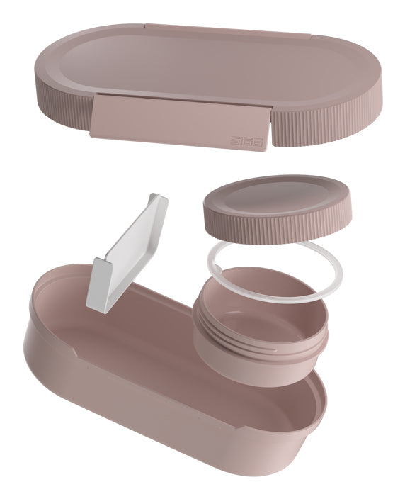 SIGG Lunchbox 1 l + 300 ml, 12,5 × 25 × 6 cm, Polypropylen (PP), rosa/beige, 2 Fächer