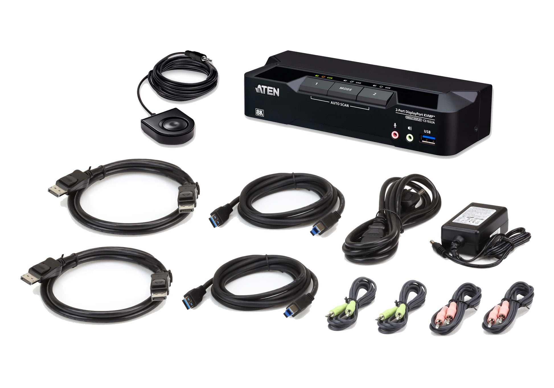 ATEN CS1922A – 2-Port DP KVM-Switch – 8K/60 Hz, USB 3.0-Hub, Audio
