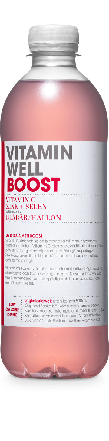 Vitamin Well Vitaminwasser Boost, Himbeere – 12 × 5 dl