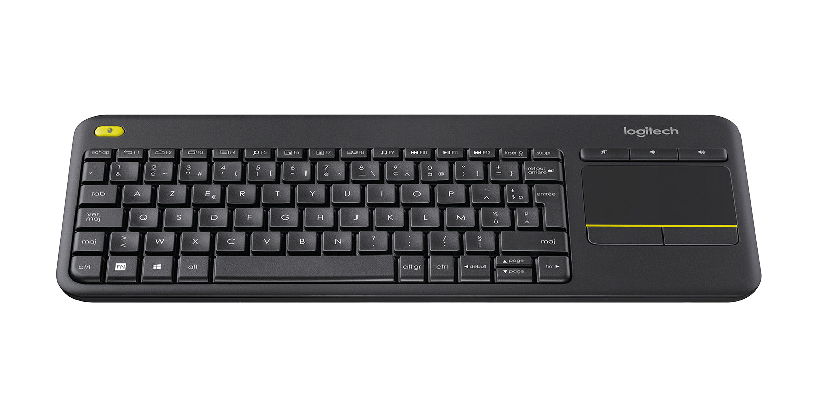 Logitech K400 Plus – Tastatur, kabellos (2,4 GHz), FR-Layout (FR), mit Touchpad, Schwarz