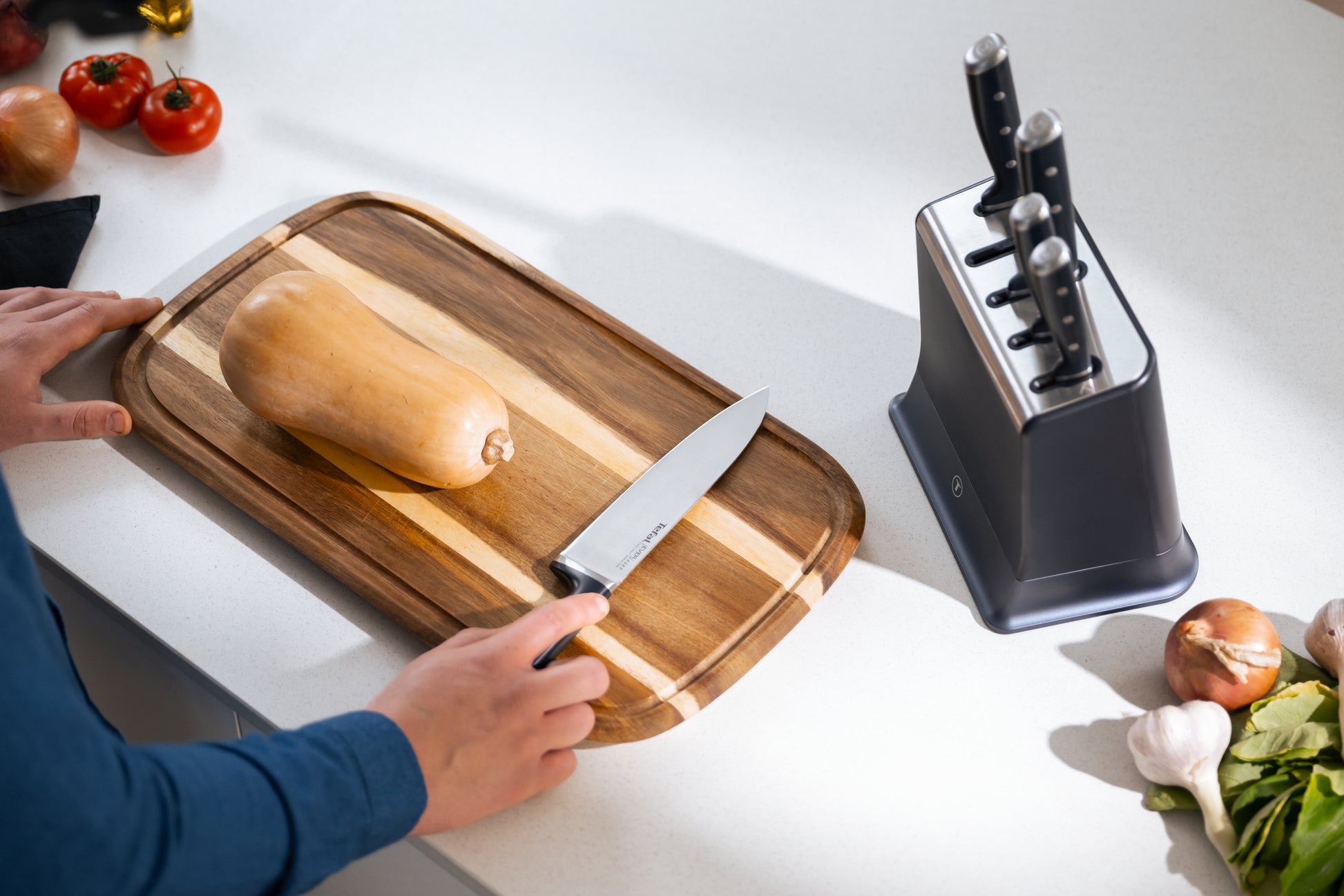 Tefal EverSharp Pro – Messerblock 5-teilig, Edelstahlklingen, Schwarz/Blau