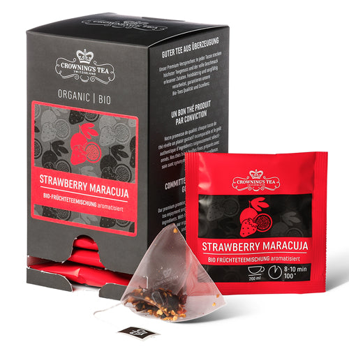 Crowning’s Tea Früchtetee Erdbeere & Maracuja – Teebeutel 15 Beutel – Bio