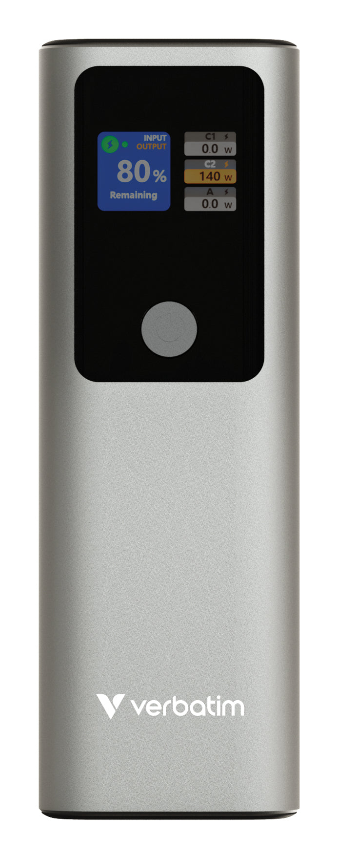 Verbatim Charge n Go Powerbank 27'000 mAh – 140 W PD, 2× USB-C, 1× USB-A, grau