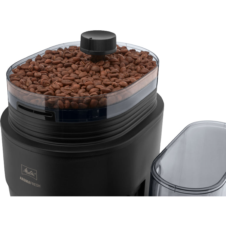 Melitta AromaFresh Filterkaffeemaschine – 10 Tassen, 1,25 l, Keramik-Mahlwerk, Schwarz