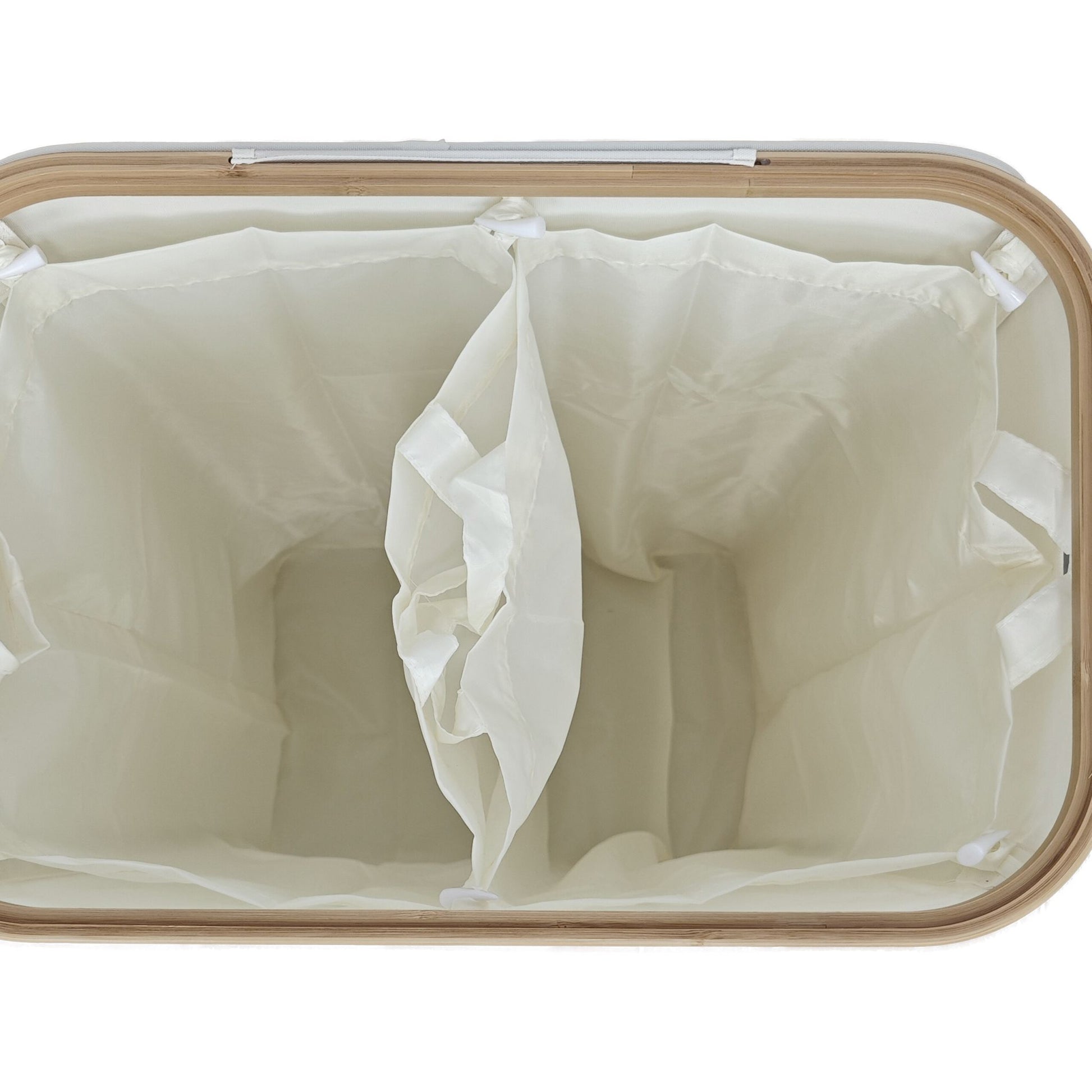 Relaxdays Recyclingbox – 170 l – Textil (Polyester), rechteckig – Beige – 2-fach, mit Innenkübel