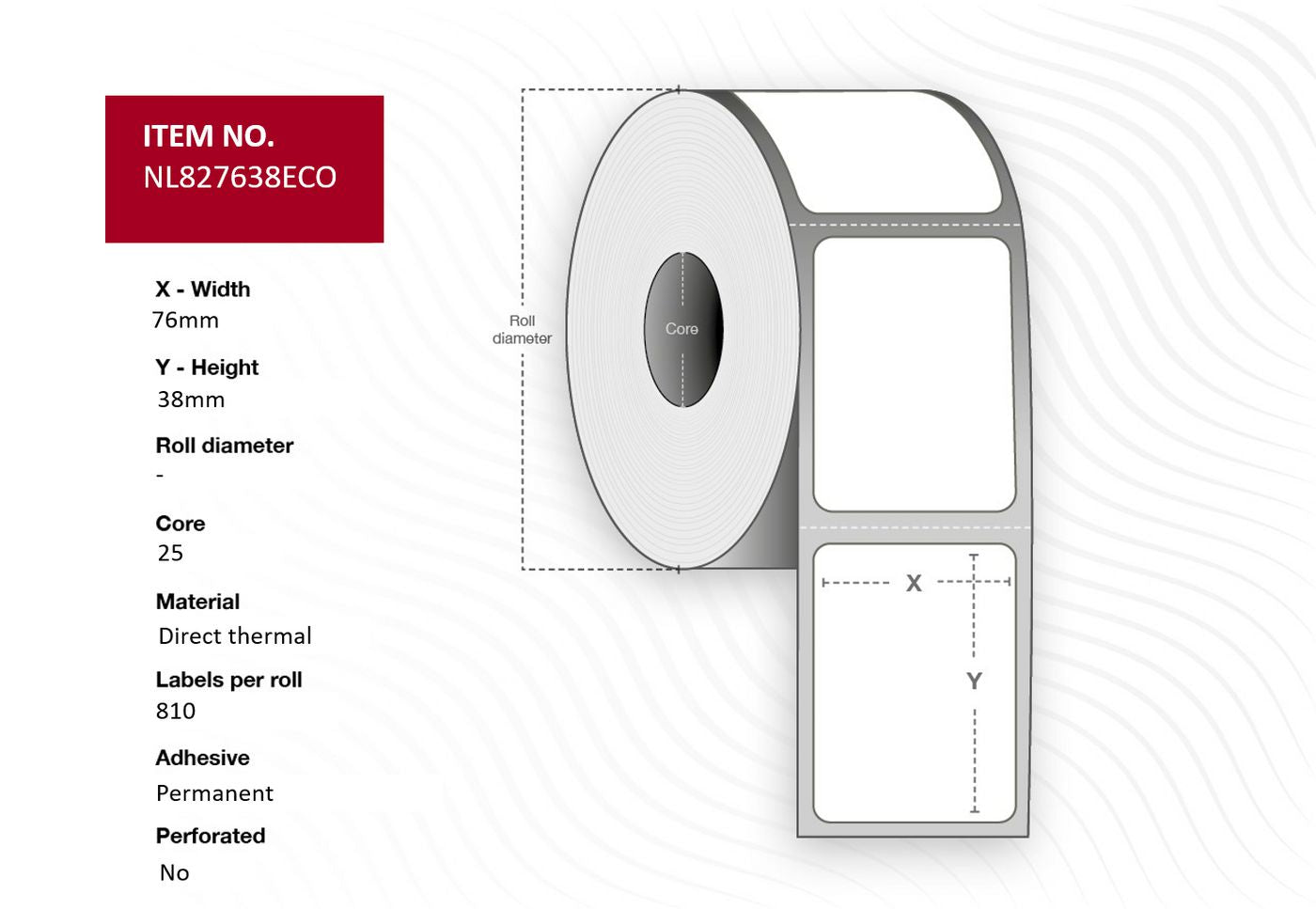 Capture Rollenetiketten, 76 mm × 35 m, weiss, permanent, 24 Rollen