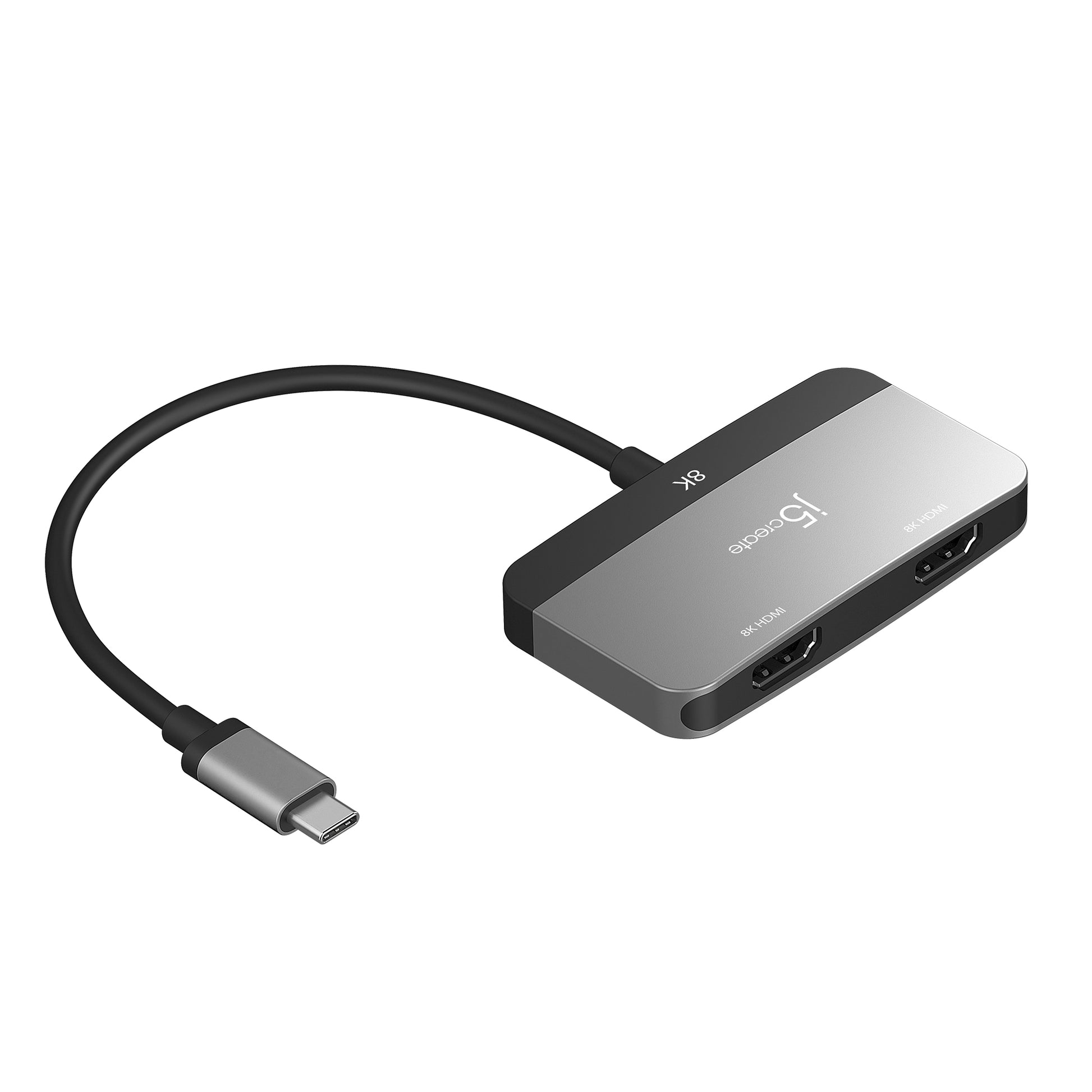 j5create JCA465-N Adapter USB-C zu 2× HDMI – 8K @ 60 Hz oder 2×4K @ 60 Hz, für USB-C mit DP Alt Mode